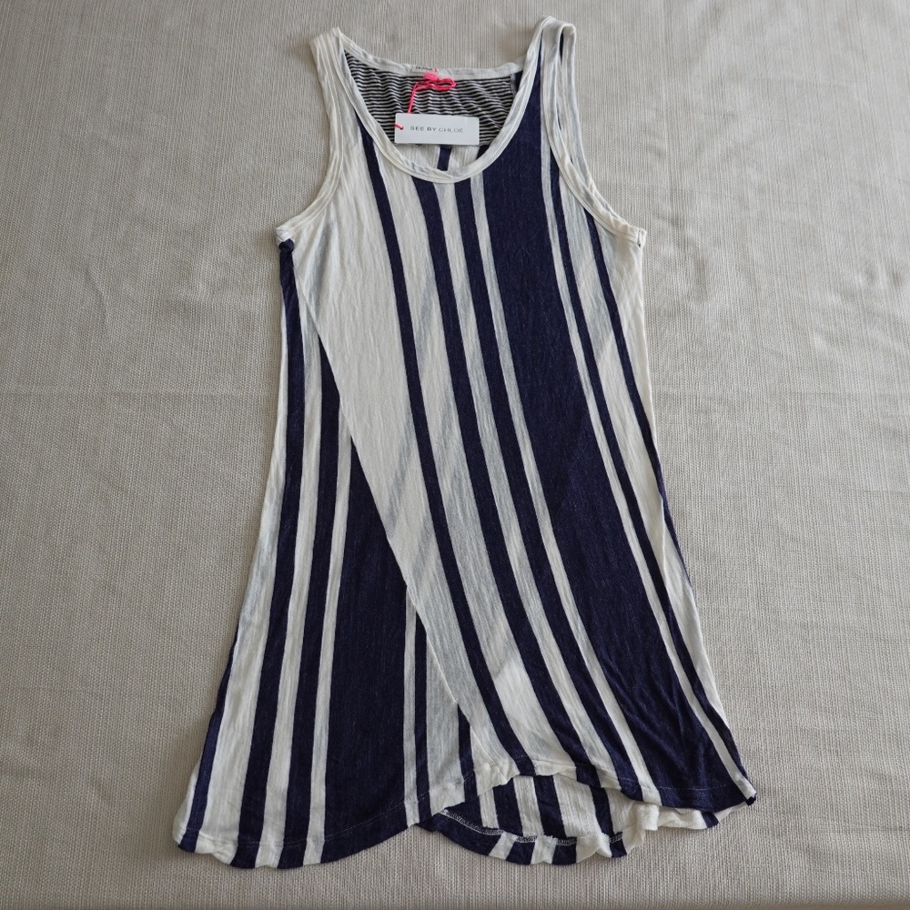 See by Chloe Striped Stretchy Jersey Long tunic Size US M/S